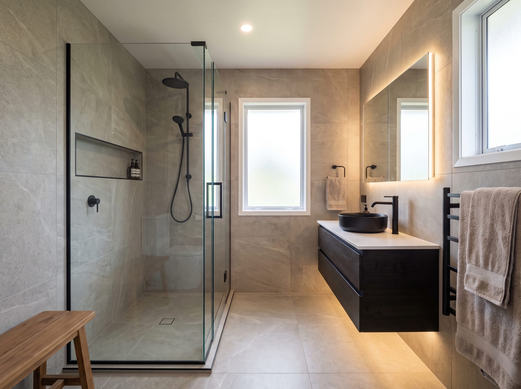 A finished modern bathroom