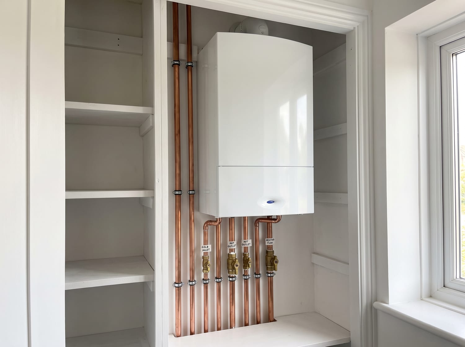 A neatly installed combi boiler